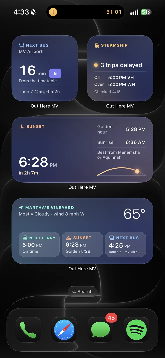 Home Screen with Out Here widgets
