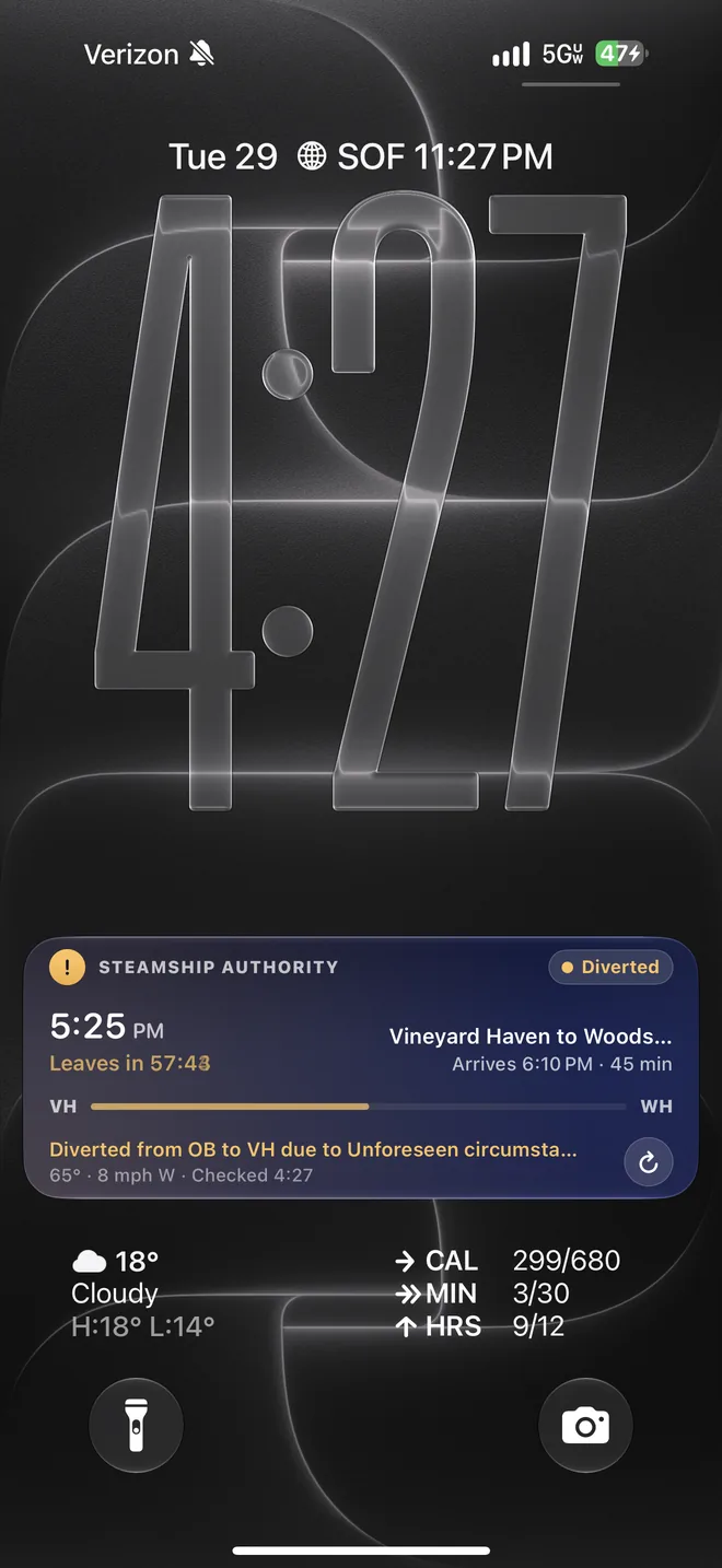 Ferry Live Activity on the Lock Screen