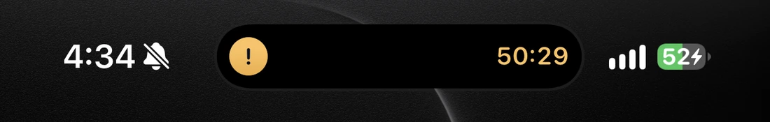 The ferry Live Activity compact in the Dynamic Island with a countdown