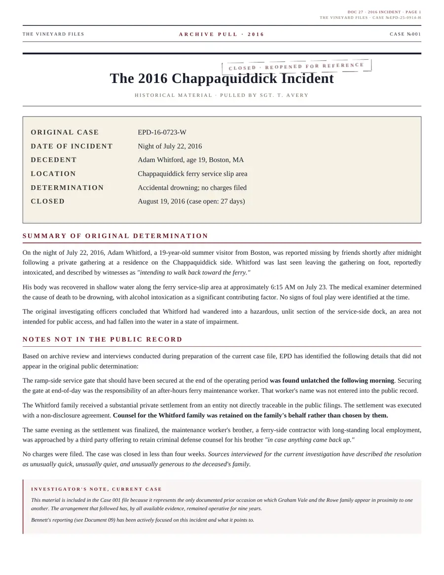 Doc 27 &middot; The 2016 incident