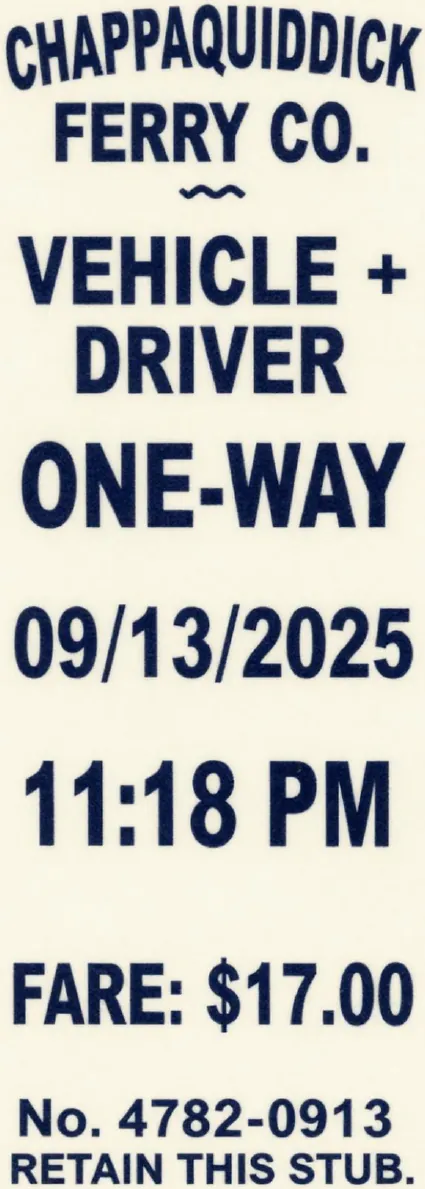 Chappaquiddick ferry ticket